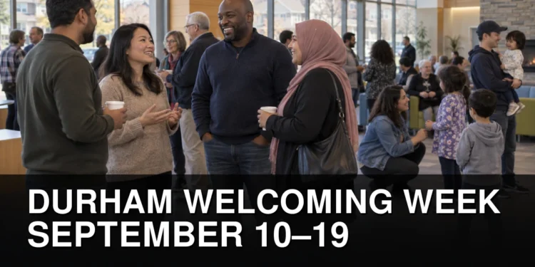 Diverse Durham Region residents gathering during Welcoming Week 2026