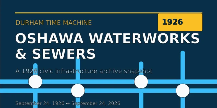 Original blue water-pipe illustration for Oshawa’s 1926 waterworks and sewers archive snapshot