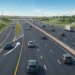 Conceptual illustration of a widened highway corridor with an added westbound lane