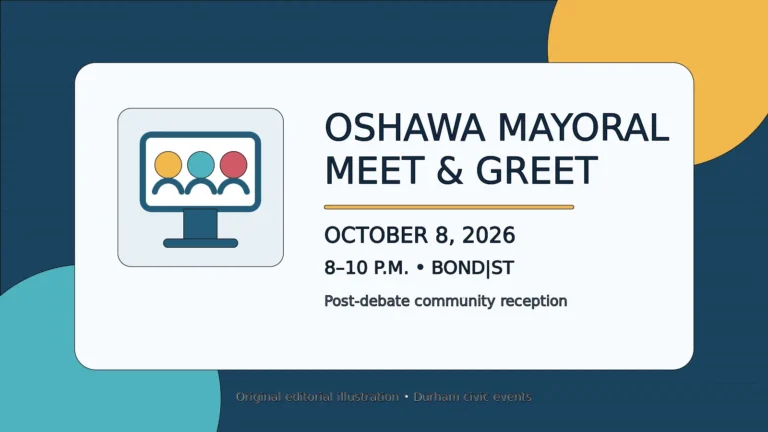 Illustration of a civic candidate meet and greet in Oshawa
