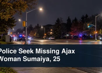 Ajax neighbourhood search scene with the headline Police Seek Missing Ajax Woman Sumaiya, 25