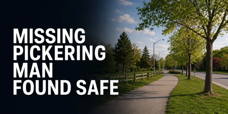 Calm Pickering streetscape illustrating an update that a missing man has been found safe