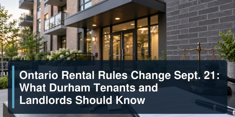 Ontario Rental Rules Change Sept. 21: What Durham Tenants and Landlords Should Know Rental apartment, lease and keys with the headline Ontario Rental Rules Change Sept. 21: What Durham Tenants and Landlords Should Know