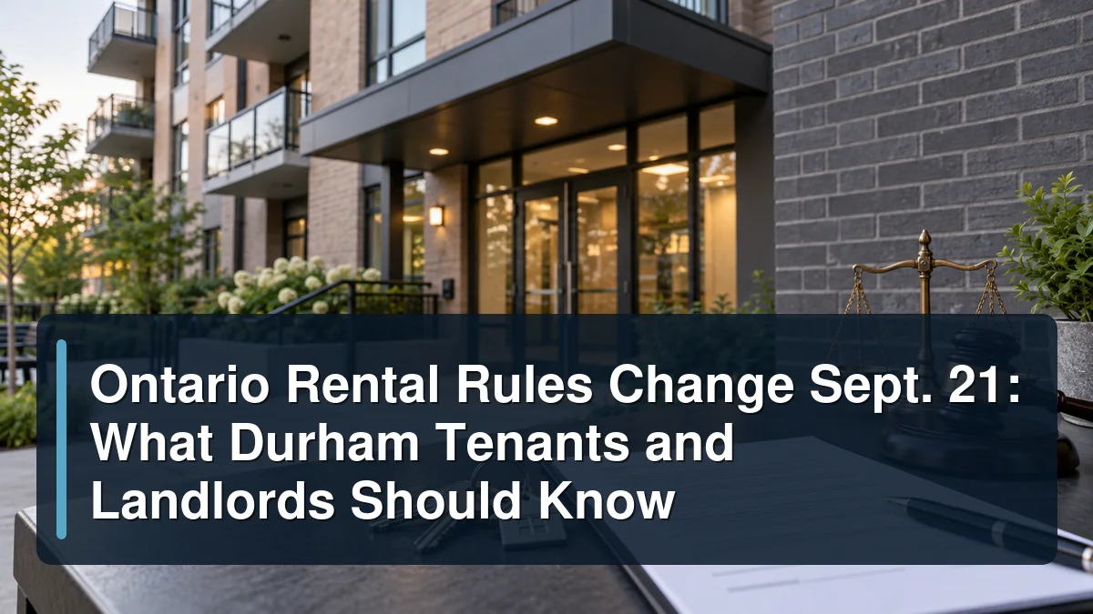Rental apartment, lease and keys with the headline Ontario Rental Rules Change Sept. 21: What Durham Tenants and Landlords Should Know