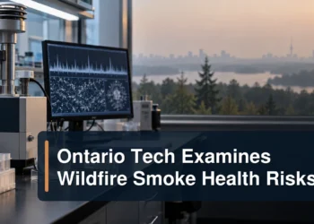 Air-quality laboratory research with the headline Ontario Tech Examines Wildfire Smoke Health Risks