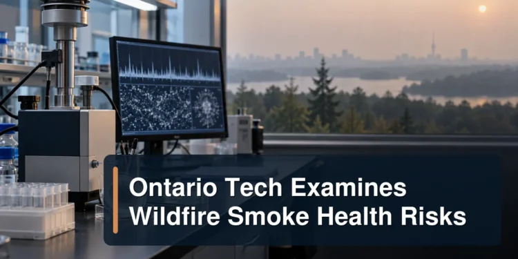 Air-quality laboratory research with the headline Ontario Tech Examines Wildfire Smoke Health Risks