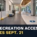 Recreation-centre flooring work with the headline Oshawa Civic Recreation Access Changes Sept. 21