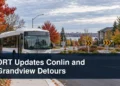 DRT Updates Conlin and Grandview Detours City bus detour scene with the headline DRT Updates Conlin and Grandview Detours