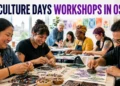 Participants creating beadwork and block prints at free Oshawa Culture Days workshops