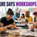 Participants creating beadwork and block prints at free Oshawa Culture Days workshops