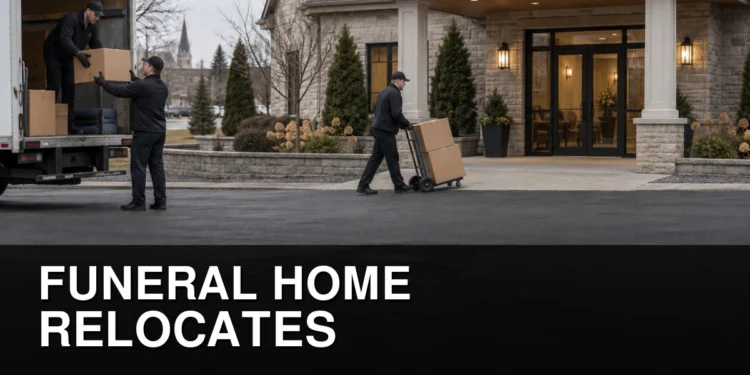 Respectful illustration of an Oshawa funeral home relocating operations