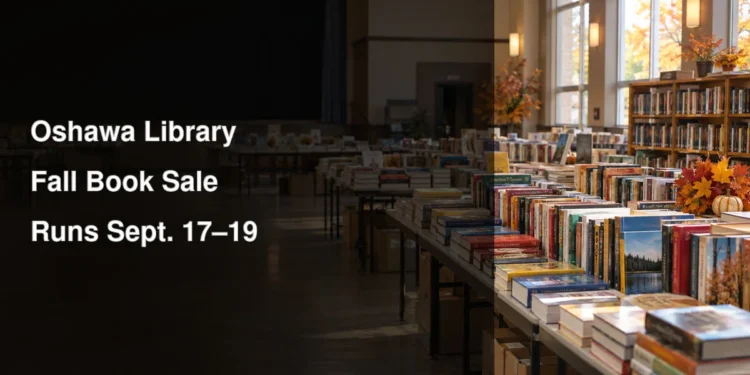 Oshawa Library Fall Book Sale Runs Sept. 17–19 Tables of books illustrating the Oshawa library fall book sale