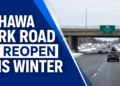 Winter traffic travelling on Park Road near Highway 401 in Oshawa