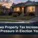 Oshawa-style home with property tax documents and the headline Oshawa Property Tax Increase Adds Pressure in Election Year