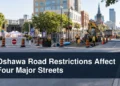 Oshawa intersection with multiple managed restrictions and the headline Oshawa Road Restrictions Affect Four Major Streets