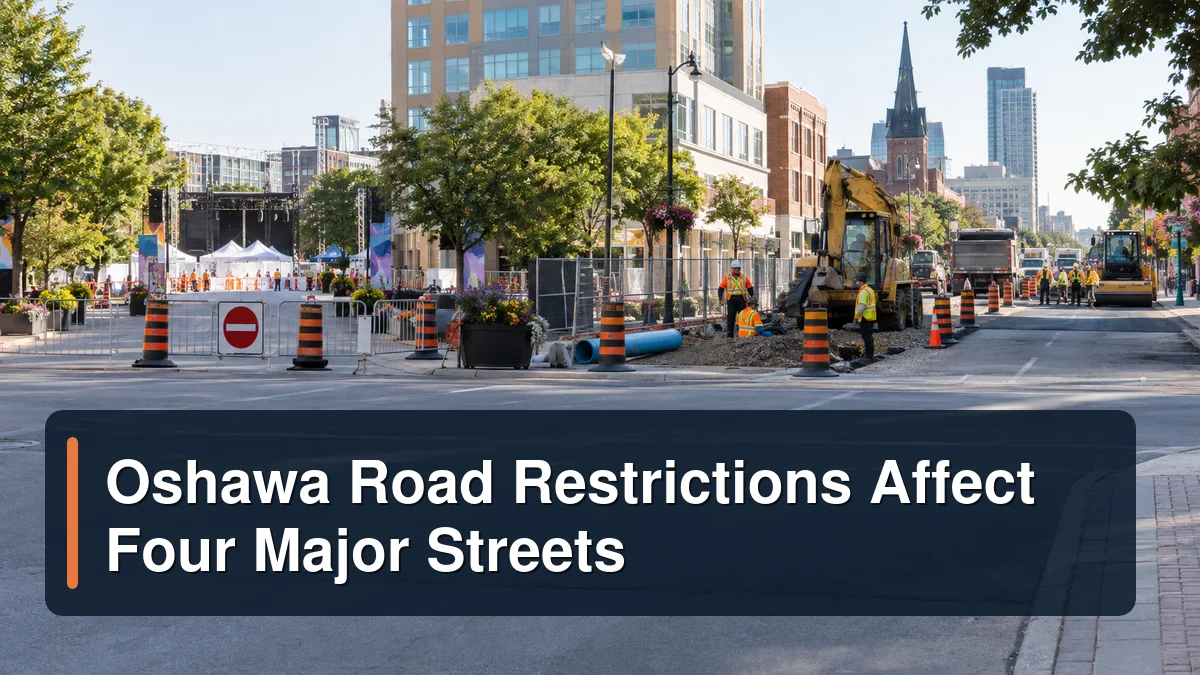Oshawa intersection with multiple managed restrictions and the headline Oshawa Road Restrictions Affect Four Major Streets
