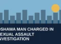 Original illustrated Oshawa skyline for a police investigation news report
