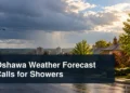 Oshawa Weather Forecast Calls for Showers Oshawa neighbourhood beneath showers and sun breaks with the headline Oshawa Weather Forecast Calls for Showers