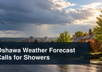 Oshawa neighbourhood beneath showers and sun breaks with the headline Oshawa Weather Forecast Calls for Showers