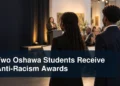 Two Oshawa Students Receive Anti-Racism Awards Two anonymous student award recipients with the headline Two Oshawa Students Receive Anti-Racism Awards
