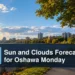 Sun and Clouds Forecast for Oshawa Monday Sunny Oshawa waterfront under scattered clouds with the headline Sun and Clouds Forecast for Oshawa Monday
