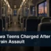 Oshawa Teens Charged After GO Train Assault Empty commuter train after a reported incident with the headline Oshawa Teens Charged After GO Train Assault