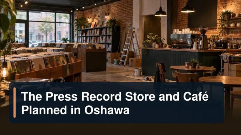 Record store and café being prepared with the headline The Press Record Store and Café Planned in Oshawa