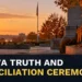 Orange-ribbon memorial at sunrise with the headline Oshawa Truth and Reconciliation Ceremony Set for Sept. 28
