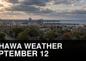 Clouds building over Oshawa ahead of overnight showers
