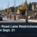 Managed suburban road construction with the headline Brock Road Lane Restrictions Return Sept. 21
