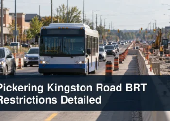 Pickering Kingston Road BRT Restrictions Detailed Suburban transit construction with the headline Pickering Kingston Road BRT Restrictions Detailed