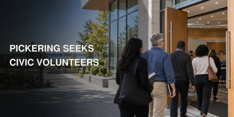Residents entering a civic meeting representing Pickering volunteer applications for municipal roles