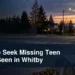 Police Seek Missing Teen Last Seen in Whitby Whitby neighbourhood search scene with the headline Police Seek Missing Teen Last Seen in Whitby