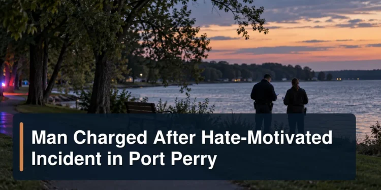 Restrained waterfront park investigation with the headline Man Charged After Hate-Motivated Incident in Port Perry