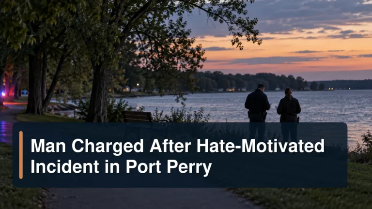Restrained waterfront park investigation with the headline Man Charged After Hate-Motivated Incident in Port Perry