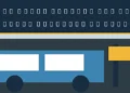 Original illustration of a bus and temporary stop sign with the headline Port Perry Walmart Bus Stop Closure Extended to Oct. 16