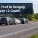 Respectful three-vehicle roadside scene with the headline Three Hurt in Scugog Highway 12 Crash