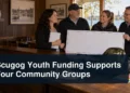Community grant presentation with the headline Scugog Youth Funding Supports Four Community Groups