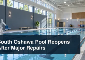 Renovated indoor community pool with the headline South Oshawa Pool Reopens After Major Repairs