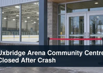 Uxbridge Arena Community Centre Closed After Crash Closed community arena entrance with the headline Uxbridge Arena Community Centre Closed After Crash