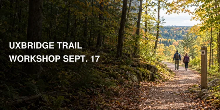 Early autumn forest trail near Uxbridge representing the Oak Ridges Moraine Trail workshop