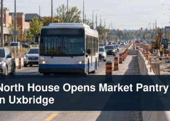 North House Opens Market Pantry in Uxbridge Market pantry shelves with the headline North House Opens Market Pantry in Uxbridge