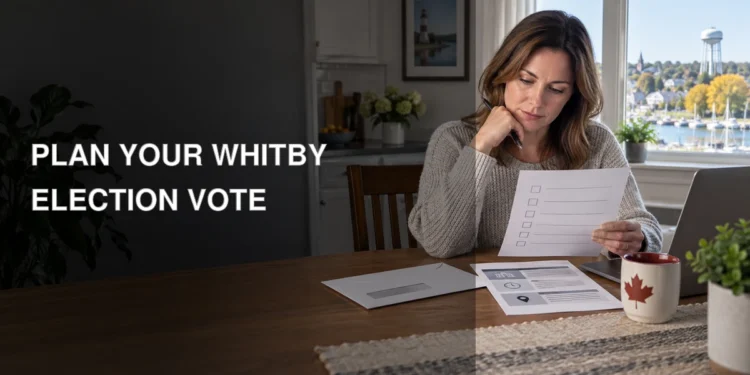 Whitby Election Voting Options Set for October Voter reviewing a sample ballot at home representing Whitby election voting options