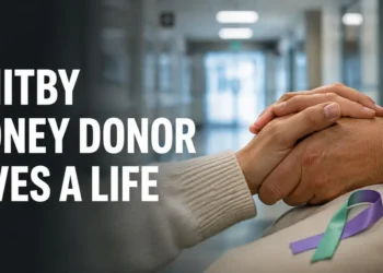 Supportive hands in a hospital setting representing a Whitby kidney donor who saved her stepfather