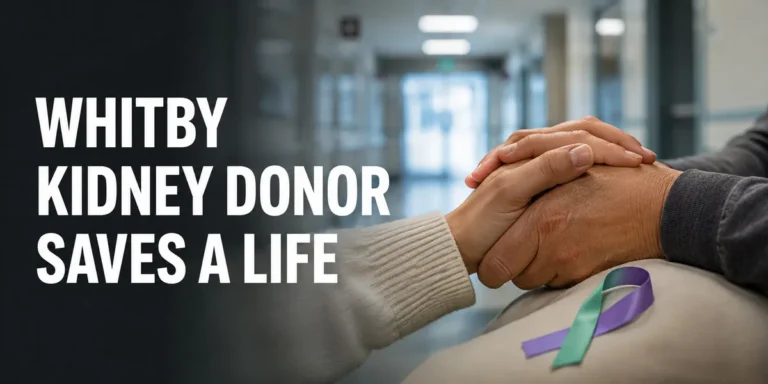 Supportive hands in a hospital setting representing a Whitby kidney donor who saved her stepfather
