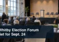 Neutral community election forum with the headline Whitby Election Forum Set for Sept. 24