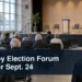Neutral community election forum with the headline Whitby Election Forum Set for Sept. 24