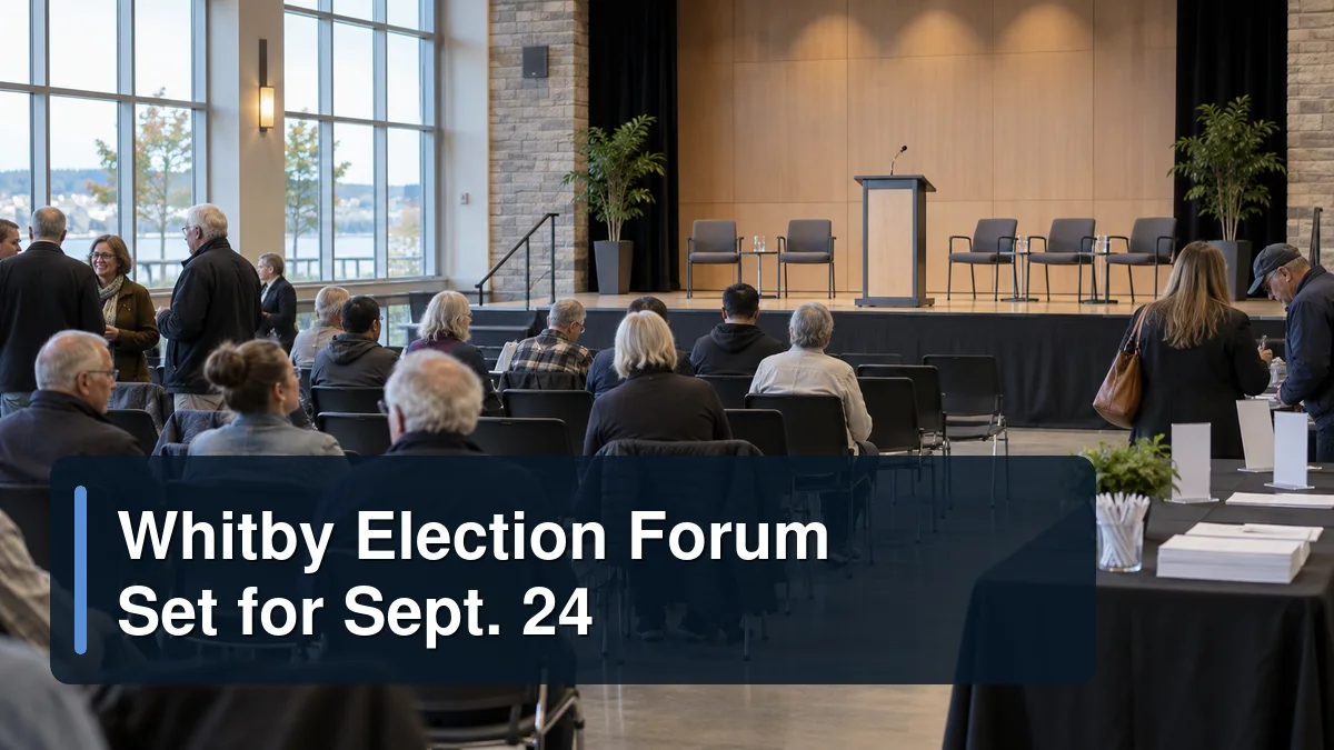 Neutral community election forum with the headline Whitby Election Forum Set for Sept. 24