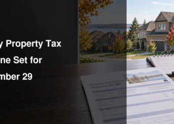 Property tax bill and Whitby homes illustrating the September payment deadline