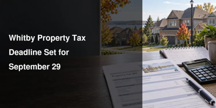 Property tax bill and Whitby homes illustrating the September payment deadline